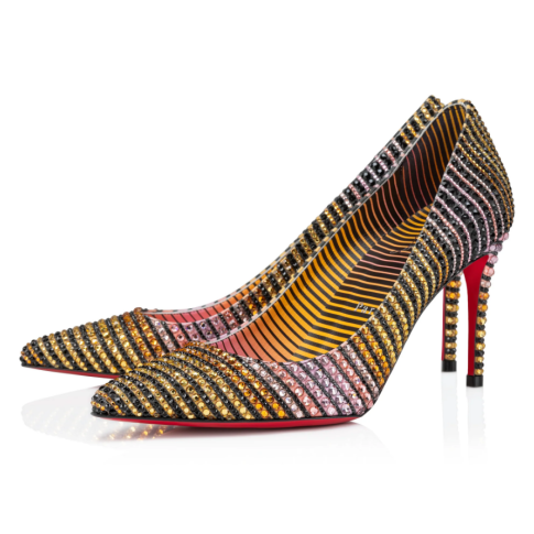 Christian Louboutin Kate Strass Aftersun Pumps 85mm Crepe Satin Multicolor