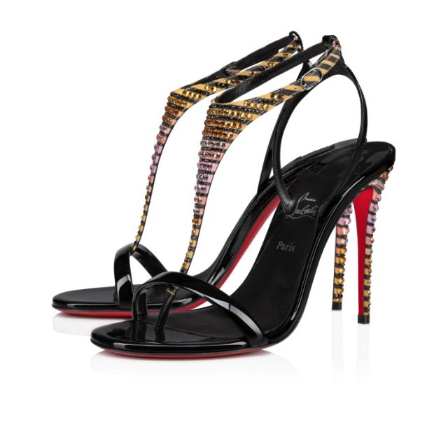 Christian Louboutin Athina Strass Aftersun 100 Mm Strappy Sandals Black