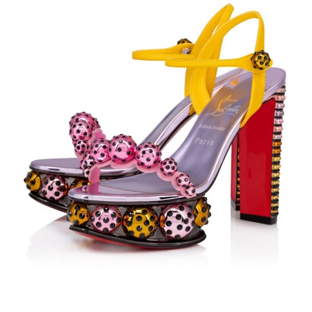 Christian Louboutin Atmospherica 130 Mm Sandals Aftersun Printed Nappa Leather Multicolor