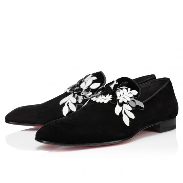 Christian Louboutin Dandelion Petunia Loafers Velvet And Patent Leather Black