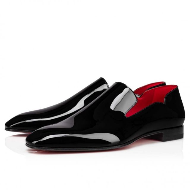 Christian Louboutin Dandy Chick Loafers Patent Calf Leather Black
