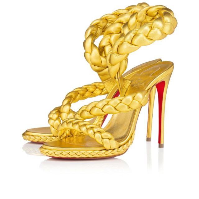 Christian Louboutin Fatima 120 Mm Sandals Iridescent Nappa Leather Gold
