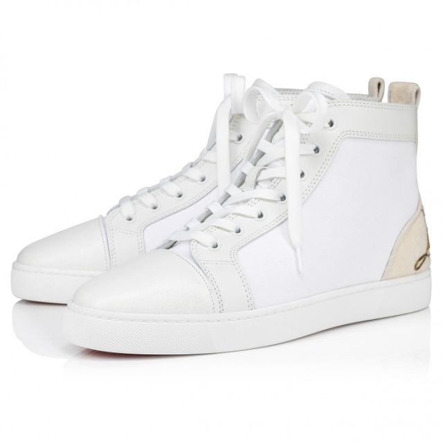 Christian Louboutin Fun Louis High-Top Sneakers Calf Leather And Olona Canva White