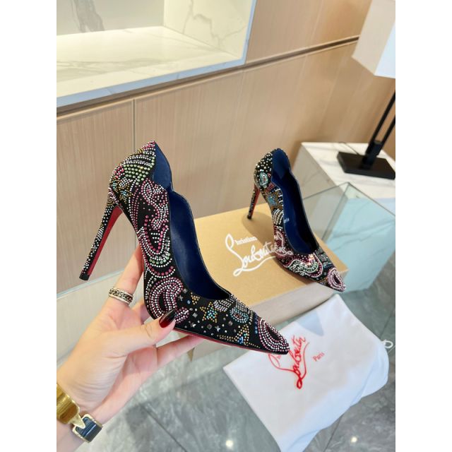 Christian Louboutin Hot Chick Starlight Pumps 100mm Veau Velours Black