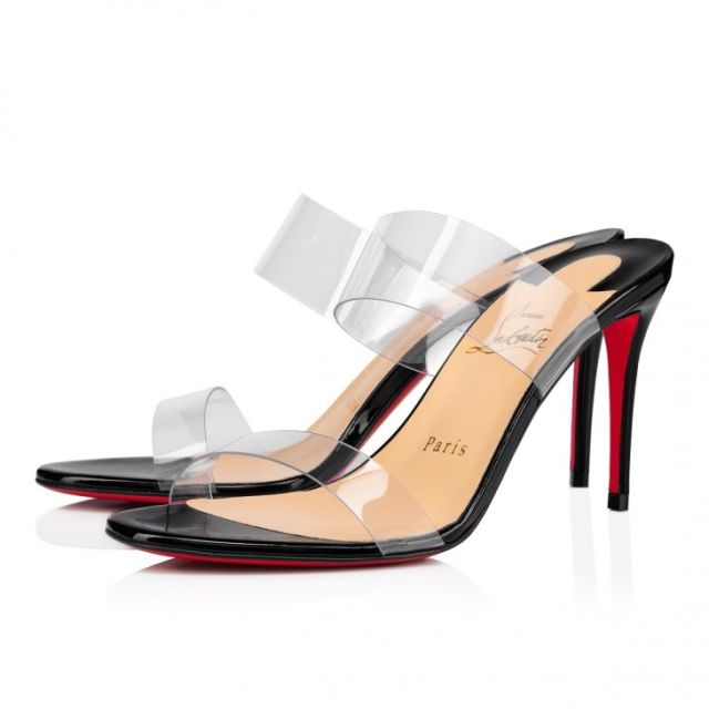 Christian Louboutin Just Nothing 85 Mm Sandals Pvc And Patent Calf Black