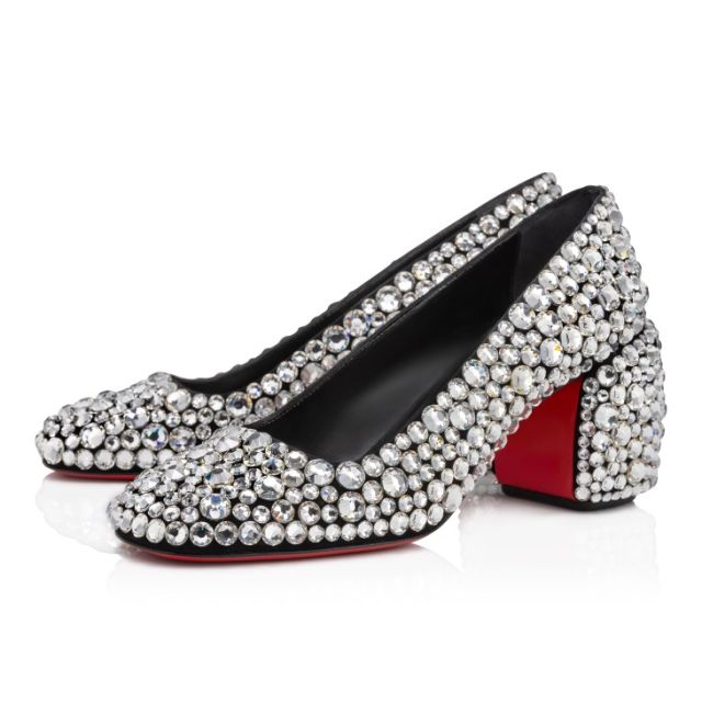 Christian Louboutin Minny Maxi Strass 70 Mm Pumps Suede And Strass Silver