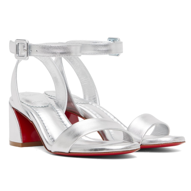 Christian Louboutin Miss Sabina 55 mm Strappy Sandals Leather Silver