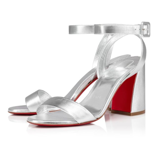 Christian Louboutin Miss Sabina 85 mm Strappy Sandals Leather Silver