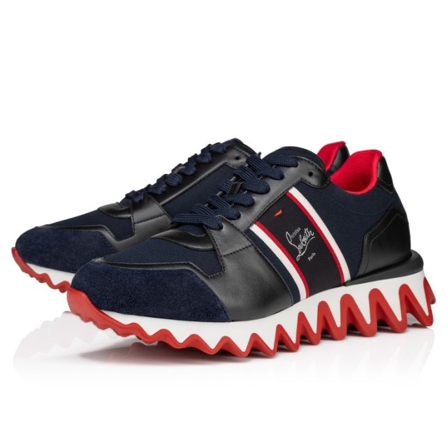 Christian Louboutin Nastroshark Sneakers Olona Canva And Calf Leather Navy