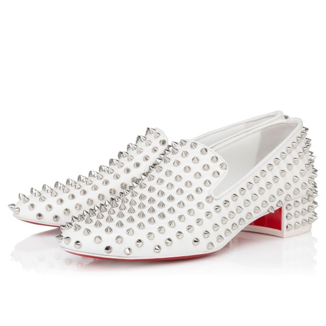 Christian Louboutin Spikeasy 30 mm Women Loafers Nappa Leather White