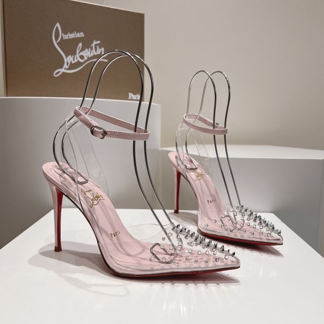 Christian Louboutin Spikoo 100mm Pumps PVC And Leather Pink