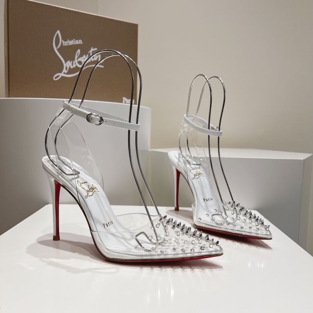 Christian Louboutin Spikoo 100mm Pumps PVC And Leather White