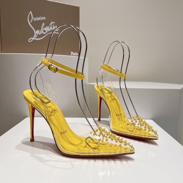Christian Louboutin Spikoo 100mm Pumps PVC And Leather Yellow