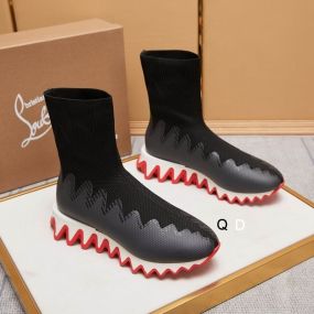 Christian Louboutin Sharky Sock Women Sneakers Knit Mesh Black White