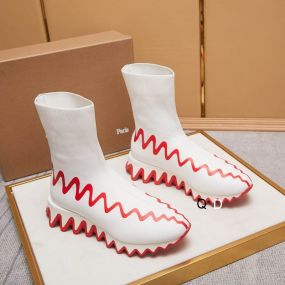 Christian Louboutin Sharky Sock Women Sneakers Knit Mesh White