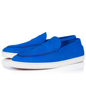 Christian Louboutin Varsiboat Boat Shoes Suede Calf Leather Electric Blue