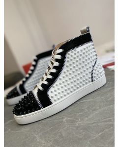 Christian Louboutin Louis Spikes 2 High-Top Sneakers Calfskin White Black