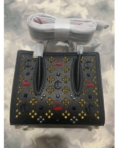 Christian Louboutin Paloma Mini Top Handle Bag Calf Leather Gold Spikes Loubinthesky Black