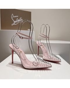 Christian Louboutin Spikoo 100mm Pumps PVC And Leather Pink